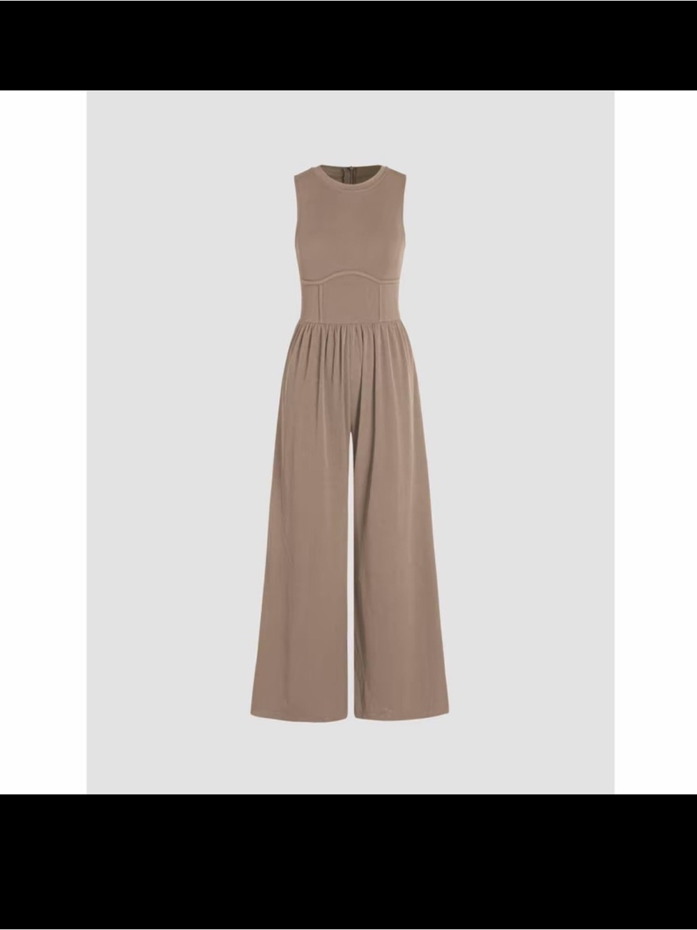 Cider Taupe Sleeveless Wide-Leg Jumpsuit
